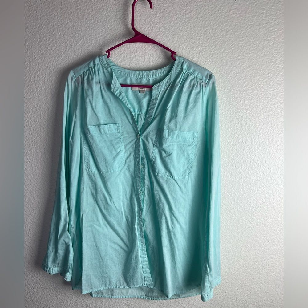 Loft sky blue blouse 100% cotton